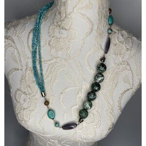 Turquoise Sterling Desert Rose Trading 29.75" Asymetrical Necklace AlbuquerqueNM